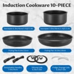 BEZIA Induction Cookware Set 10 Pieces, Nonstick Pots and Pans Set with Removable Handles, for All Hobs, Stackable Design, Dishwasher/Oven Safe, PFAS Free - Image 3