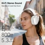 Wireless Bluetooth Over Ear Headphones Up to 28H Battery Life Headset with Microphone Gym Overhead Headphones Compatible with iOS & Android Mobile Phones,Computers,Laptop(Silver) - Image 3
