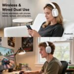 Wireless Bluetooth Over Ear Headphones Up to 28H Battery Life Headset with Microphone Gym Overhead Headphones Compatible with iOS & Android Mobile Phones,Computers,Laptop(Silver) - Image 4