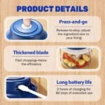 Electric Garlic Chopper, Rechargeable Mini Food Chopper with USB Cable, One-Touch Operation for Chopping Garlic, Onion, Chili and Vegetables, Portable Kitchen Gadget (Green, 250ML) - Image 4