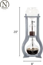Nispira Iced Coffee Cold Brew Drip Tower Coffee Maker Wooden, 6-8 cup, Grey - Image 3
