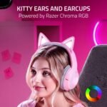 Razer Kraken Kitty V2 BT Wireless RGB Headset: Chroma RGB Kitty Ears & Earcups - Bluetooth 5.2-40 mm Drivers - Noise-Cancelling Mics - Lightweight - 40 Hr Battery w/Type C Charging - Quartz Pink - Image 3