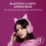 Razer Kraken Kitty V2 BT Wireless RGB Headset: Chroma RGB Kitty Ears & Earcups - Bluetooth 5.2-40 mm Drivers - Noise-Cancelling Mics - Lightweight - 40 Hr Battery w/Type C Charging - Quartz Pink - Image 4