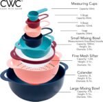 COOK WITH COLOR Nesting Bowls with Measuring Cups Colander and Sifter Set - Includes Mixing Bowls, Colander, Sifter and Measuring Cups, Navy, 8 Pc Bowl - Image 4