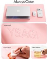 YSAGi Leather Desk Protector, Office Mat, Large Mouse Mat, Non-Slip PU Leather Blotter, Laptop Desk Pad, Waterproof Writing Pad for Office and Home (Light Pink, 31.5" x 15.8") - Image 5