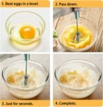 ​Listenman Danish Dough Whisk Bread Mixer & Egg Whisk Kits, 2 Pack Premium Stainless Steel Dutch & 1 Pack Hand Push Rotary Blender for Pastry Pizza Dough, with a Dough Scraper for Bread​ - Image 5