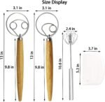 ​Listenman Danish Dough Whisk Bread Mixer & Egg Whisk Kits, 2 Pack Premium Stainless Steel Dutch & 1 Pack Hand Push Rotary Blender for Pastry Pizza Dough, with a Dough Scraper for Bread​ - Image 8