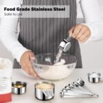 20Pcs Measuring Cups and Spoons Set, Includes 7pcs Stainless Steel Measuring Cups, 12 Measuring Spoons with Leveler for Cooking & Baking, Dishwasher Safe - Image 4