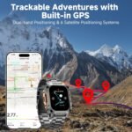 GPS Smart Watch for Men (Answer/Make Calls), 2.01'' Military Rugged Smartwatches for Android iPhone Fitness Tracker with Compass/10 Days Battery/Heart Rate/Sleep/100+ Sport Modes(2 Straps) - Image 3