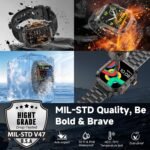 GPS Smart Watch for Men (Answer/Make Calls), 2.01'' Military Rugged Smartwatches for Android iPhone Fitness Tracker with Compass/10 Days Battery/Heart Rate/Sleep/100+ Sport Modes(2 Straps) - Image 4