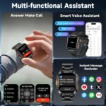 GPS Smart Watch for Men (Answer/Make Calls), 2.01'' Military Rugged Smartwatches for Android iPhone Fitness Tracker with Compass/10 Days Battery/Heart Rate/Sleep/100+ Sport Modes(2 Straps) - Image 6