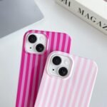 Yeddabox for iPhone 15 Case Cute Striped Phone Case Soft TPU Slim Shockproof Phone Cover for Women Girls, Pink - Image 4