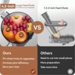 Masticating Juicer Attachment for KitchenAid Stand Mixer, 4.2" Large Feed Chute Fit Whole Vegetables & Fruits, Slow Cold Press Juicing, Includes 2 * 28oz capacity cups - Image 3