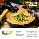 Victoria 12-Inch Day of the Dead La Calaca Cast Iron Skillet, Dia de los Muertos Seasoned Cast Iron Frying Pan with Long Handle, Made in Colombia - Image 3