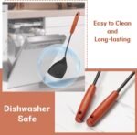 FJNATINH Wok Tools, Wok Utensil,Wok Spatula,Ladle,Skimmer Tool Set,Non Stick Heat-Resistant Silicone Cooking Utensils BPA Free Kitchen Utensils Cookware, Pack of 3,Black - Image 5