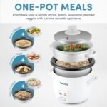 AROMA® Rice Cooker, 2-Cup (Uncooked) / 4-Cup (Cooked), Steamer, Grain Cooker, Soup Maker, Oatmeal Cooker, Auto Keep Warm, 1 Qt, White, ARC-302-1NG - Image 3