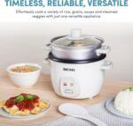 AROMA® Rice Cooker, 2-Cup (Uncooked) / 4-Cup (Cooked), Steamer, Grain Cooker, Soup Maker, Oatmeal Cooker, Auto Keep Warm, 1 Qt, White, ARC-302-1NG - Image 4