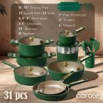 CAROTE Pots and Pans Set Non stick, Cookware Set, 31pcs NonStick Kitchen Set Induction Cookware Non-toxic Cooking Set, Green - Image 3
