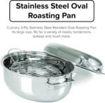 Viking 3-Ply Oval Roasting Pan, 8.5 Quart, Stainless Steel Kitchen Cookware with Metal Induction Lid and Rack, Great for Turkey, Dishwasher and Oven Safe, Silver - Image 4