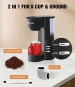 Single Serve Coffee Maker for K Cup & Ground Coffee with Milk Frother, 6 to 14 Oz Brew Sizes, Auto-Off Coffee Machine with Water Reservoir - Image 4
