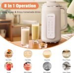 8 in 1 Automatic Nut Milk Maker - 20oz Soy Milk Maker for Homemade Nut Milk,Oat Milk,Soymilk,Almond Milk,Plant Based Milk,Rice Paste,Juice,Milk Shake,Boil Water with Auto-Clean & Timer - Image 3