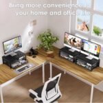 OPNICE Computer Monitor Stand Riser, Desk Organizer with Drawer, Laptop Stand, Office Desk Accessories & Workspace Desktop Organizers Storage for Office Supplies(Black) - Image 5