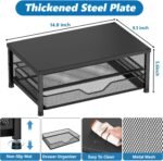 OPNICE Computer Monitor Stand Riser, Desk Organizer with Drawer, Laptop Stand, Office Desk Accessories & Workspace Desktop Organizers Storage for Office Supplies(Black) - Image 7