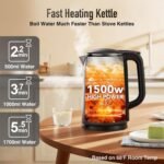 Mecity Electric Kettle 1.7L Touch Screen Temperature Control Water Boiler, No Plastic Contact with Water. 6 Preset Temperature Programs, 2 Hours Keep Warm, Auto Shut Off, Dark Grey - Image 5