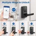 Keypad Smart Door Lock with Handle, Fingerprint Keyless Entry Digital Lock for Front Door,Nyboer Electronic Code Knob, Matte Black, Modern Style, Easy Installation,Deadbolt Alternative - Image 3