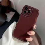FABSPARK Phone Case for iPhone 16 Pro Max Case,Simple Wave Design Wavy Frame Soft Silicone Aesthetic for iPhone 16 Pro Max,Wine Red - Image 3