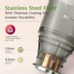 Anybear Cold Press Juicer, 200W Masticating Slow Juicer 4.3" Large Feed Chute Fit Whole Fruits Vegetables | Upgraded Auger | Tritan Material | BPA Free | Juice Recipes (Light Gray) - Image 5