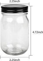 QAPPDA Mason Jars,Glass Jars With Lids 12 oz,Canning Jars For Pickles And Kitchen Storage,Wide Mouth Spice Jars With Black Lids For Honey,Caviar,Herb,Jelly,Jams,Set of 20 - Image 3