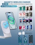 Magnetic Wireless Charger Mag-Safe Charger for iPhone 17/16/15/14/13/12 Series Convertible Magnet Wireless Charging Stand/Pad with 5ft Cable for iPhone and AirPods 2/3/Pro 2/Pro - Image 4