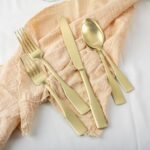 Alata Kate Champagne Gold Satin 40-Piece Silverware Set, Service for 8, Stainless Steel Flatware Set, Matte Polished Cutlery Set, Dishwasher Safe - Image 3