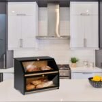 HOMEKOKO Double Layer Large Bread Box for Kitchen Counter, Wooden Large Capacity Bread Storage Bin (Black) - Image 5