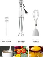 Immersion Hand Blender, UTALENT 3-in-1 8-Speed Stick Blender with Milk Frother, Egg Whisk for Smoothies, Coffee Milk Foam, Puree Baby Food, Sauces and Soups - White - Image 4