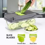 Multi-Function Vegetable Chopper Onion Micer Chopper 12 in 1 Pro Veggie Slicer Dicer Cutter with Container for Potatoes, Tomatoes, Zucchini, Garlic, Eggs, Cucumbers - Image 4