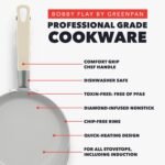 GreenPan x Bobby Flay 8" Nonstick Frying Pan Skillet, PFAS-Free Diamond Ceramic, Induction Suitable, Stay-Cool Silicone Handle, Easy Clean Dishwasher & Oven Safe, Egg & Omelet Pan, Cream - Image 4