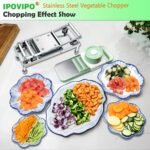 Stainless steel Vegetable Chopper, Veggie Chopper With 10 Blades, Onion Dicer with Container, Food Cutter & Grater Mandoline Slicer - Image 4