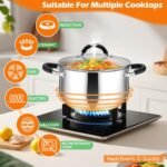 P&P CHEF Stainless Steel Stock Pot, 6 Qt Cooking Soup Pot with Visible Lid for Pasta, Tri-Ply Bottom & Dual Heatproof Handles, For Induction Gas All Stoves, Non-Toxic & Dishwasher Safe - Image 4