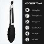Mini Silicone Serving Tongs Set of 3, Small Kitchen Tongs (7 inch) with Silicone Tips and Stainless Steel Handle, Cooking Tongs for Salads, Pasta, Steaks, Vegetables - Image 4
