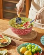 Ceramic Mixing Bowls for Kitchen, Colorful Nesting Bowls, Large Serving Bowls for Prepping, Baking, Mixing, Salad, Microwave Dishwasher Safe, 3.7/2.3/1.4 Qt, Set of 3 - Image 4