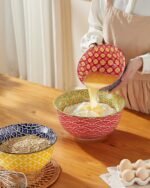 Ceramic Mixing Bowls for Kitchen, Colorful Nesting Bowls, Large Serving Bowls for Prepping, Baking, Mixing, Salad, Microwave Dishwasher Safe, 3.7/2.3/1.4 Qt, Set of 3 - Image 6
