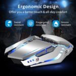 TENMOS T12 Wireless Gaming Mouse Rechargeable, 2.4G Silent Optical Wireless Computer Mice with Changeable LED Light for Laptop PC, 7 Buttons, 3 Adjustable DPI (Silver) - Image 3