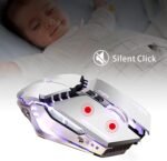 TENMOS T12 Wireless Gaming Mouse Rechargeable, 2.4G Silent Optical Wireless Computer Mice with Changeable LED Light for Laptop PC, 7 Buttons, 3 Adjustable DPI (Silver) - Image 5