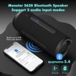 Monster Bluetooth Speaker, Wireless Portable Outdoor Bluetooth Speakers, 60W True Wireless Stereo IPX8 Waterproof, Dual PairingBluetooth 5.4 Built-in Mic, Black - Image 3