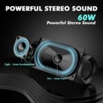Monster Bluetooth Speaker, Wireless Portable Outdoor Bluetooth Speakers, 60W True Wireless Stereo IPX8 Waterproof, Dual PairingBluetooth 5.4 Built-in Mic, Black - Image 4