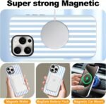 Magnetic for iPhone 13/14 Case Cute Stripes Phone Case, Shockproof Slim TPU and Hard PC Protective Phone Cover Compatible with MagSafe Designed for Women Girls, Blue and White - Image 4