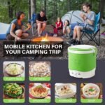 OSBA Mini Rice Cooker, 1L Travel Rice Cooker Small 12V For Car, Cooking For Soup Porridge and Rice, Cooking Heating and Keeping Warm Function(Green) - Image 4
