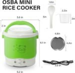 OSBA Mini Rice Cooker, 1L Travel Rice Cooker Small 12V For Car, Cooking For Soup Porridge and Rice, Cooking Heating and Keeping Warm Function(Green) - Image 7